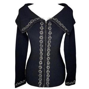 Caché- Cable knit sweater- hand beaded